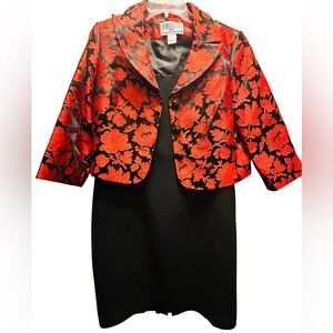 Vintage Jessica Howard 2pc Black Sleeveless Dress with Red Blazer